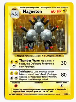 Magneton 9/102 Holo Rare Base Set Unlimited Pokemon HP - Image 1