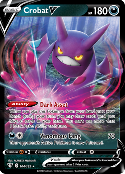 Crobat V 104/189 Holo V Rare Darkness Ablaze Pokemon NM/M - Image 3