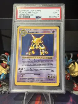 Pokemon PSA 9 Alakazam 001/102 Base Set (Shadowless) Holo - Image 1