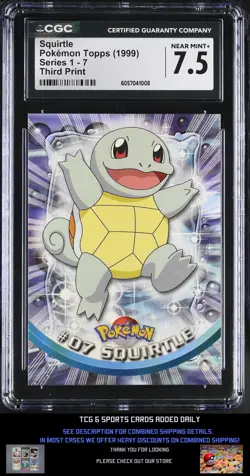 1999 Series 1 Pokemon #7 Squirtle CGC Graded 7.5 - Image 1