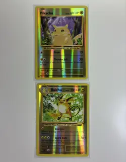 Pokemon TCG XY Evolutions Pikachu 35/108 Reverse Holo & Raichu Reverse Holo - Image 1