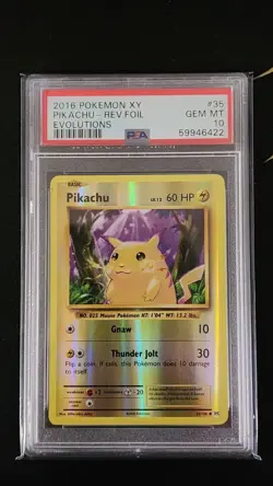 Pokemon 2016 XY Evolutions Pikachu 35/108 Reverse Holo PSA 10 English - Image 1