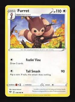 Furret 136/189 LP Darkness Ablaze English Pokemon Card TCG - Image 1