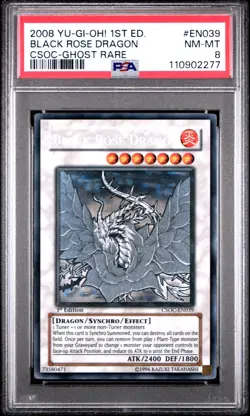 Yugioh PSA 8 MINT BLACK ROSE DRAGON Ghost Rare 1st Ed CSOC-EN039 - Image 1