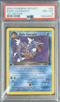 2000 Pokemon TEAM ROCKET 1st Edition DARK GYARADOS 25/82 PSA graded 8 NM-MT - Image 1