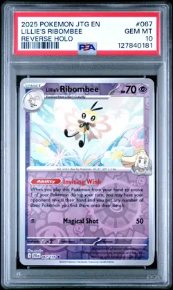 2025 Pokemon JTG EN Lillie's Ribombee 067/159 Reverse Holo GEM MT PSA 10 - Image 1