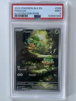 Pansage 089/086 Illustration Rare BLK Black Bolt 2025 Pokemon EN PSA 9 MINT - Image 1