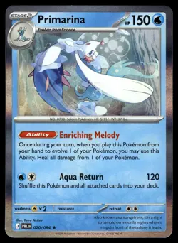 Primarina 020/084 Rare Pitch Black Pokemon Holo Near Mint - Image 1