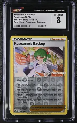Pokemon Roseanne’s Backup Reverse 148/172 Professor Program Stamped Promo CGC 8 - Image 1