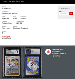 Pokemon Roseanne’s Backup Reverse 148/172 Professor Program Stamped Promo CGC 8 - Image 3