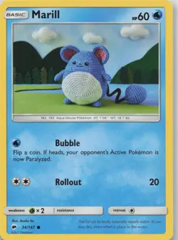 Marill 34/147 Common Burning Shadows Pokemon TCG Asako Ito NM - Image 1