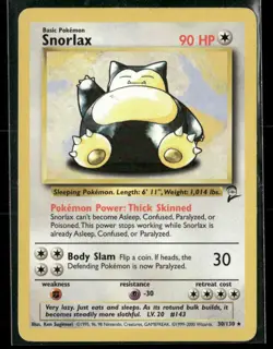 2000 Pokemon TCG Base Set 2 30/130 - Snorlax - WOTC Wizards - Image 1