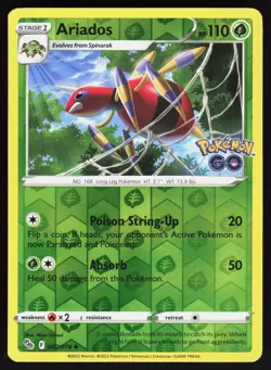 Ariados 007/078 Pokemon GO Reverse Holo NM Pokemon TCG - Image 1