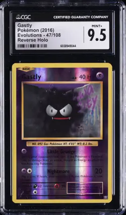 2016 POKEMON EVOLUTIONS REVERSE HOLO #47/108 GASTLY CGC 9.5 - Image 1