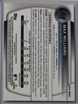 Max Williams 2025 1st Bowman Draft Auto Miami Marlins #CPA-MWI - Image 2