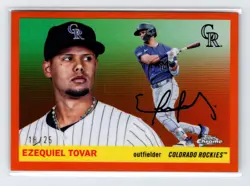 2025 Topps Chrome Platinum Ezequiel Tovar #95 Orange Refractor /25 - Image 1