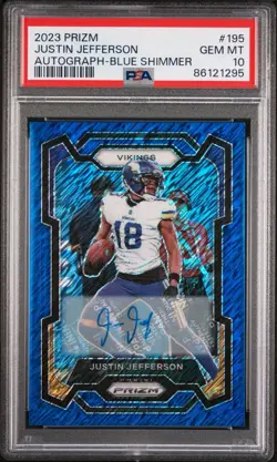 2023 Prizm Justin Jefferson Auto Blue Shimmer /25 PSA 10 Pop 1 (ONE) - Image 1