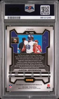 2023 Prizm Justin Jefferson Auto Blue Shimmer /25 PSA 10 Pop 1 (ONE) - Image 2