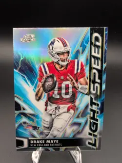 2025 Topps Cosmic Chrome - Drake Maye Light Speed Refractor #LS-8 - Patriots - Image 1