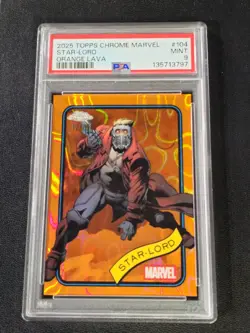 2025 TOPPS CHROME MARVEL ORANGE LAVA #104 STAR-LORD #12/25 PSA 9 🔥 - Image 1