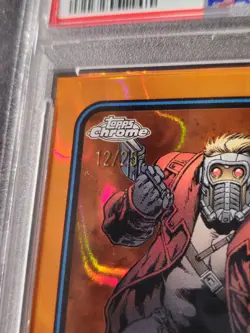 2025 TOPPS CHROME MARVEL ORANGE LAVA #104 STAR-LORD #12/25 PSA 9 🔥 - Image 3
