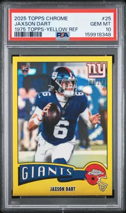 2025 Topps Chrome Jaxson Dart 1975 RC Yellow Refractor /275 PSA 10 Gem Mint - Image 1