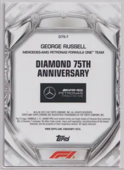 2025 Topps Chrome F1 Diamond 75th George Russell Mercedes-AMG #D75-7 - Image 2