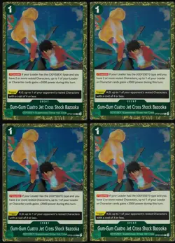 Gum-Gum Cuatro Jet Cross Shock Bazooka OP09-039 One Piece TCG Playset x4 | NM | - Image 1