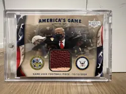 Decision America's Game Used 2 Color Football Piece Army Vs Navy Trump Mask Card - Image 1