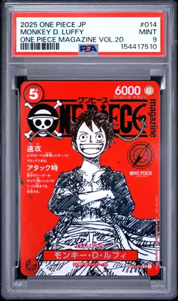 2025 ONE PIECE JAPANESE PROMOS ONE PIECE MAGAZINE VOL.20 MONKEY D. LUFFY PSA 9 - Image 1