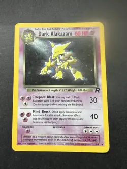 Pokemon TCG Dark Alakazam Team Rocket Card 1/82 Holo Unlimited Rare LP Condition - Image 1