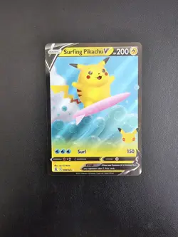 Pokemon Card Surfing Pikachu V 008/025 Celebrations 25th ENG - Image 1