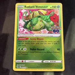 Radiant Venusaur 004/078 Pokemon GO Holo Pokemon Card Grass Type Gen 1 - Image 1
