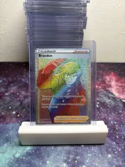 Brandon Full Art Secret Rare 203/195 Silver Tempest Holo Trainer Pokemon TCG - Image 1