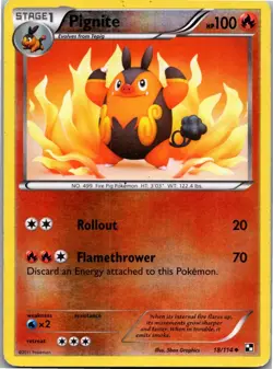 Pignite 18/114 Uncommon Black & White Pokemon Reverse Holo Near Mint - Image 1