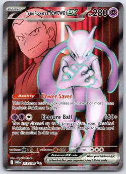 Team Rocket's Mewtwo ex 213/182 Ultra Rare Destined Rivals Pokemon Holo NM - Image 1
