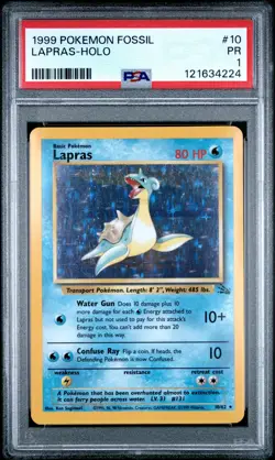 Lapras Holo 10/62 Fossil Pokemon PSA 1 - Image 1