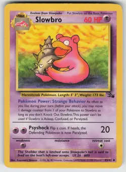 POKEMON SLOWBRO FOSSIL #43 UNLIMITED UNCOMMON LP - Image 1