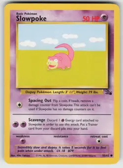 POKEMON SLOWPOKE FOSSIL #55 UNLIMITED COMMON LP - Image 1
