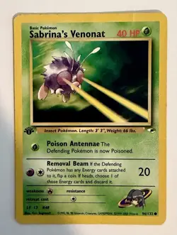 Sabrina's Venonat 96/132 Common Gym Heroes Pokemon 1st Edition HP - Image 1