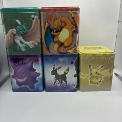Pokemon TCG EMPTY Stacking Tin Lot Of 5 Umbreon, Pikachu, Gengar, Charizard, …. - Image 1