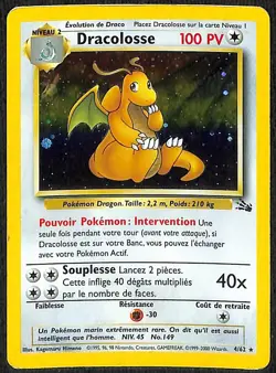Pokemon Dracolosse/Dragonite 4/62 Fossil Unlimited Holo French - Image 1