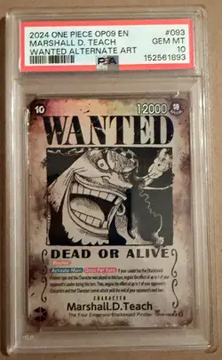 2024 One Piece OP09 EN Wanted Alternate Art #093 Marshall D Teach PSA 10 - Image 1