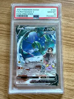 PSA 10 Pokemon TCG Rayquaza V 194/203 Evolving Skies Alternate Alt Art - Image 1