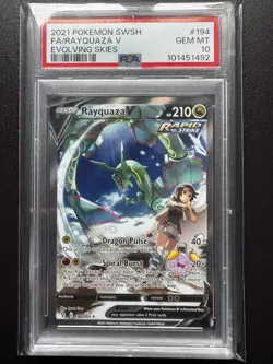 Pokemon TCG Rayquaza V 194/203 Evolving Skies Alt Art PSA 10 - Image 1