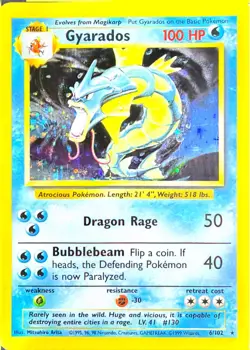 Pokemon Gyarados 6/102 Holo Rare Base Set Unlimited Pokemon English LP - Image 3