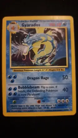 Pokemon TCG Gyarados Base Set Holo Card 6/102 Unlimited Rare LP+ - Image 1