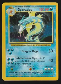 Pokemon TCG Gyarados Base Set 6/102 Holo Unlimited Holo Rare LP - Image 1
