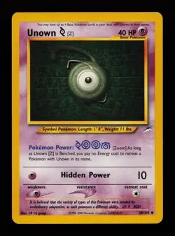 Unown [Z] 60/105 Unlimited Uncommon Neo Destiny Pokemon Cards - Image 1