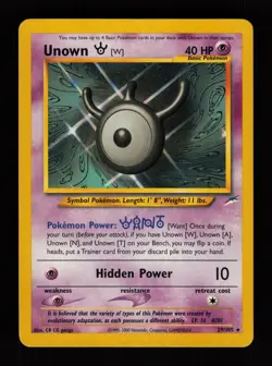 Unown [W] 29/105 Unlimited Rare Neo Destiny Pokemon Cards - Image 1